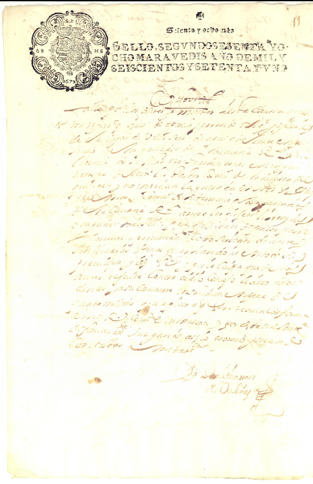 Documento originale, autentico 1671 VILLASECA DE LA SAGRA Castilla, ESPANA Diritti di pascolo del bestiame 1