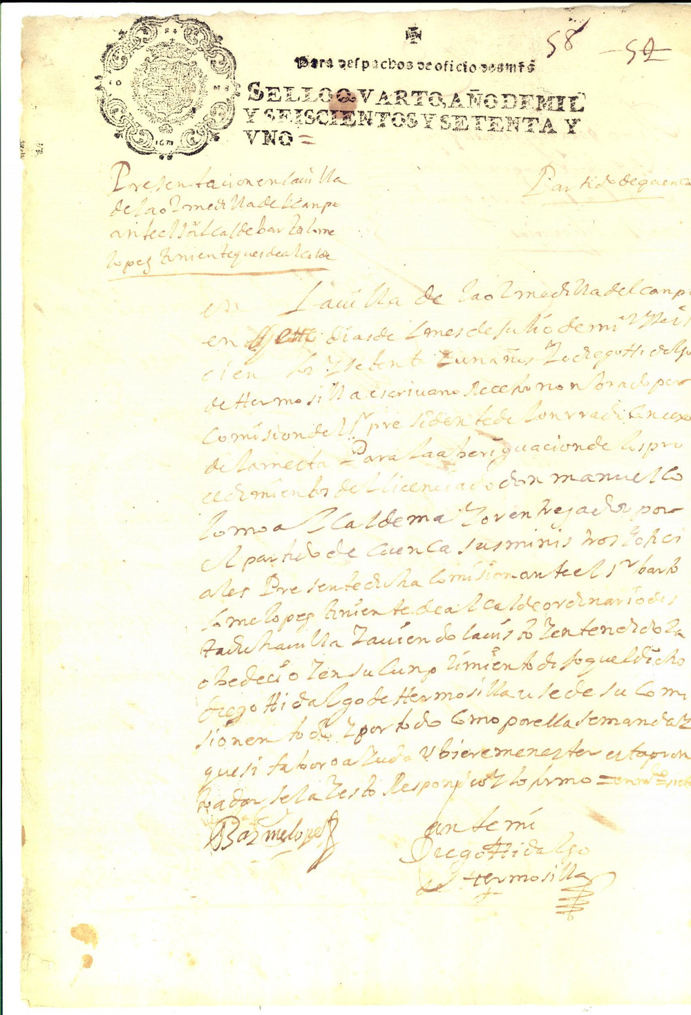Documento originale, autentico 1671 MEDINA DEL CAMPO ESPANA Licenza terre del  Partido de la CUENCA 1