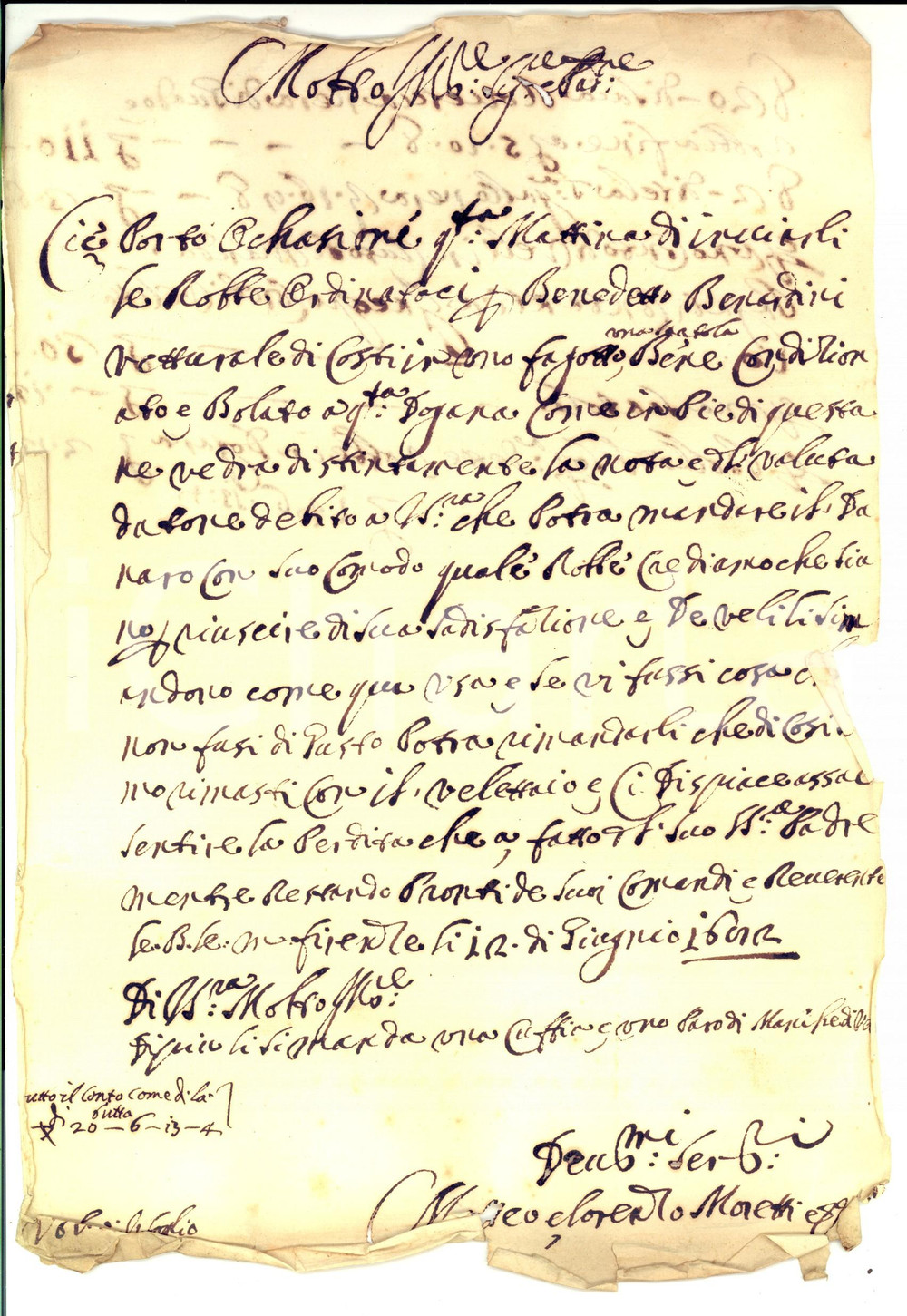 Manoscritto, lettera originale 1682 FIRENZE Matteo e Lorenzo MONETTI inviano merce con un vetturale Lettera 1