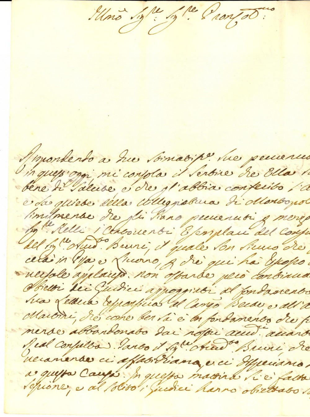 Manoscritto, lettera originale 1772 FIRENZE Clemente DEL PACE e le solite obiezioni dei giudici Lettera 1