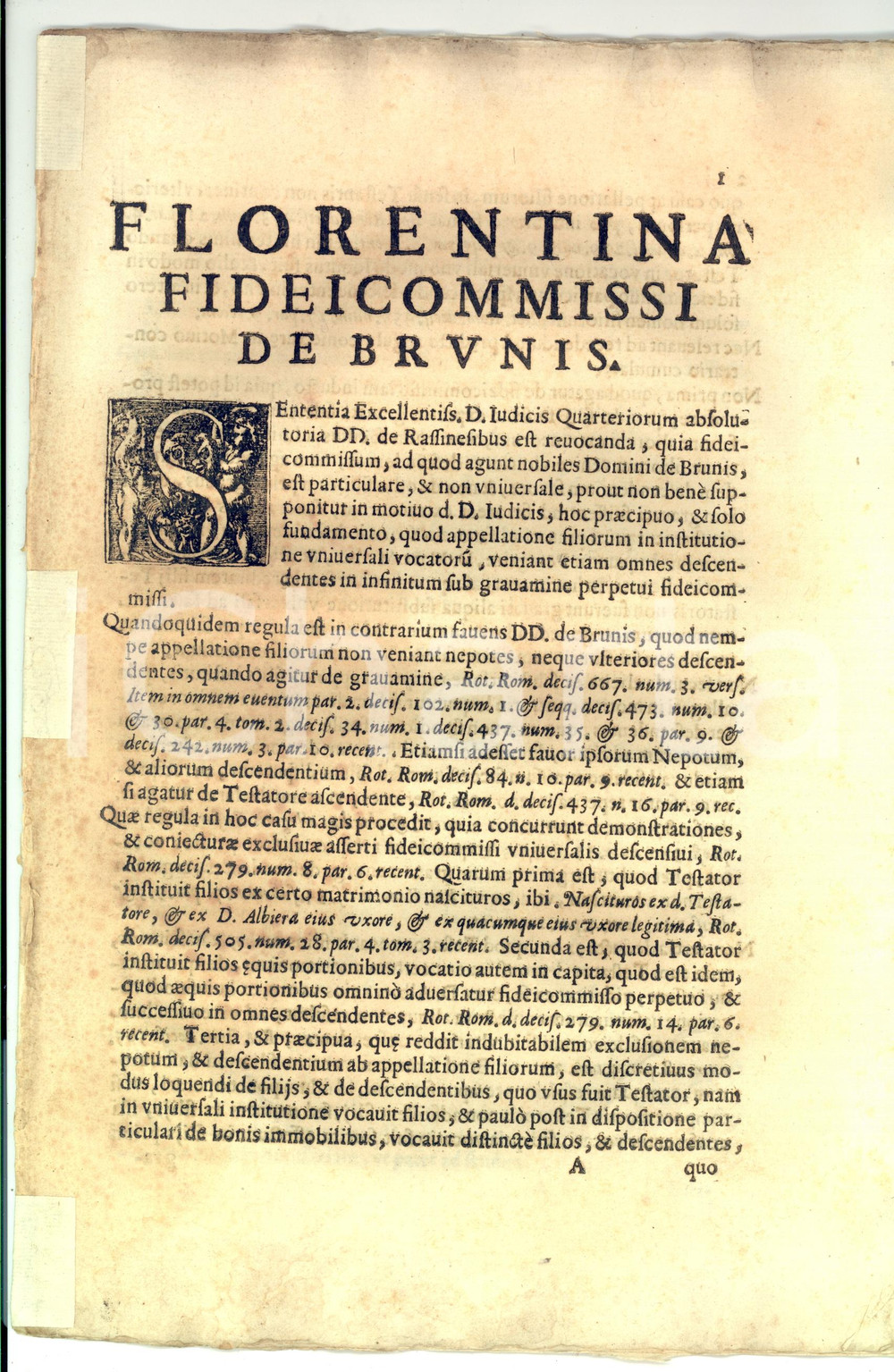 Documento originale, autentico 1676 FIRENZE Fedecommesso su ereditÃ  di Vincenzo BRUNI 1