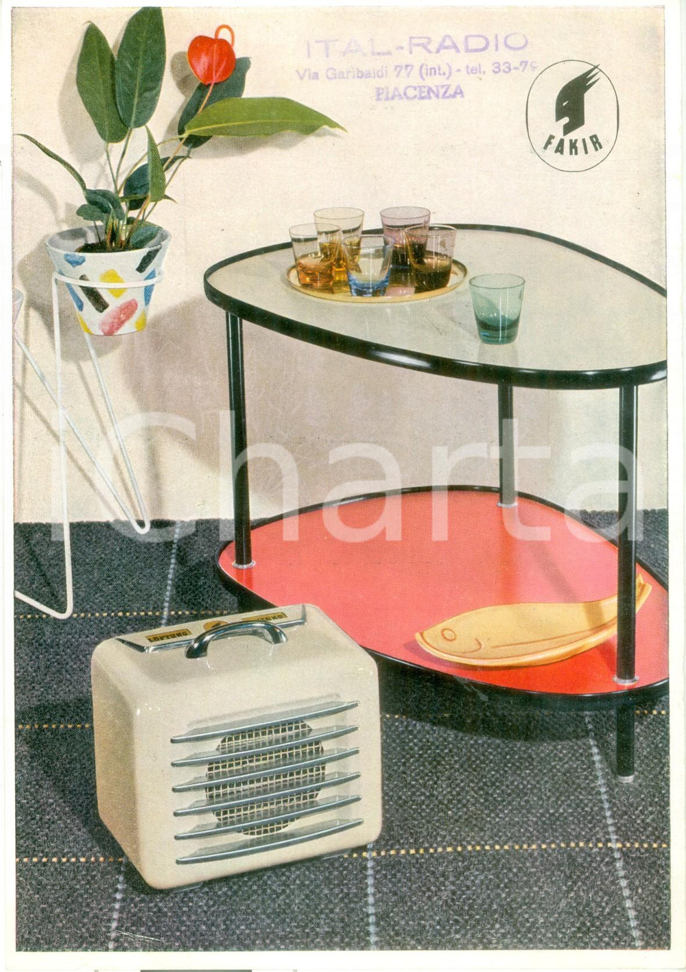 Materiale pubblicitario d’epoca 1950 ca PIACENZA ITALRADIO Opuscolo pubblicitario per condizionatore FAKIR 1