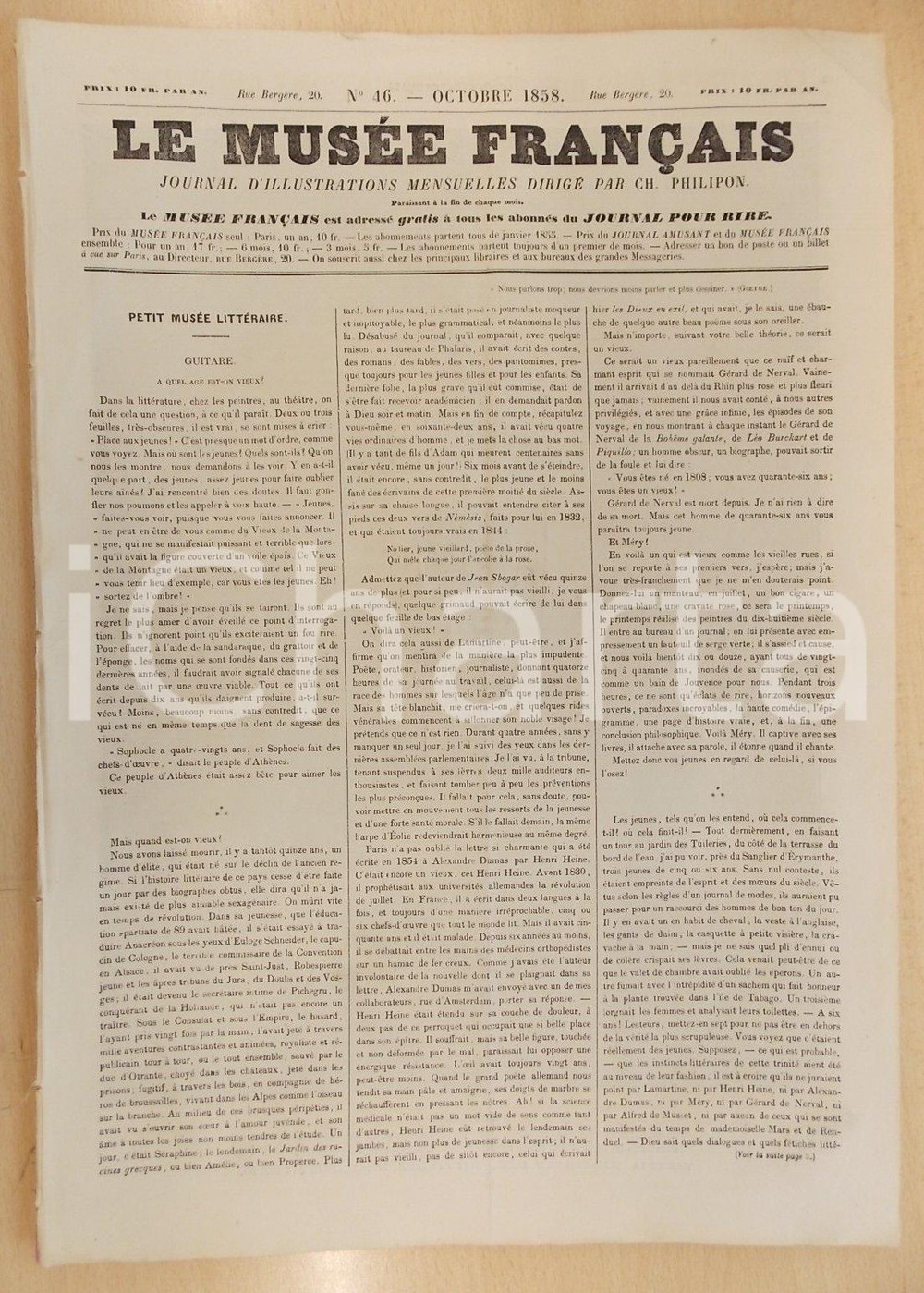Giornale, rivista storica 1858 LE MUSEE FRANCAIS Paysage des environs de Paris GUSTAVE DORE  Journal nÂ°46 1