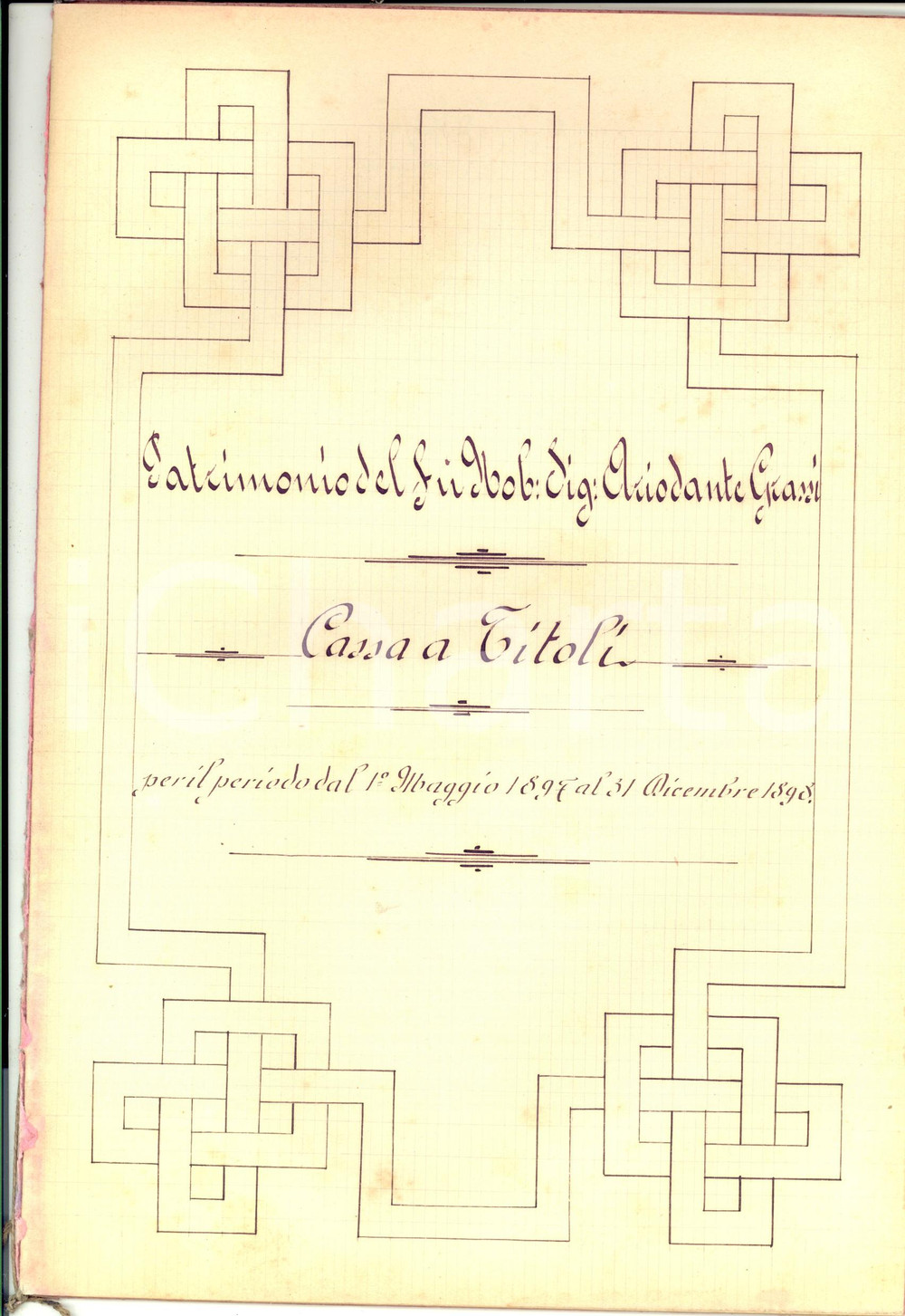 Documento originale, autentico 1898 SOVICILLE SI Patrimonio del fu nobile ARIODANTE GRASSI  Cassa a titoli 1