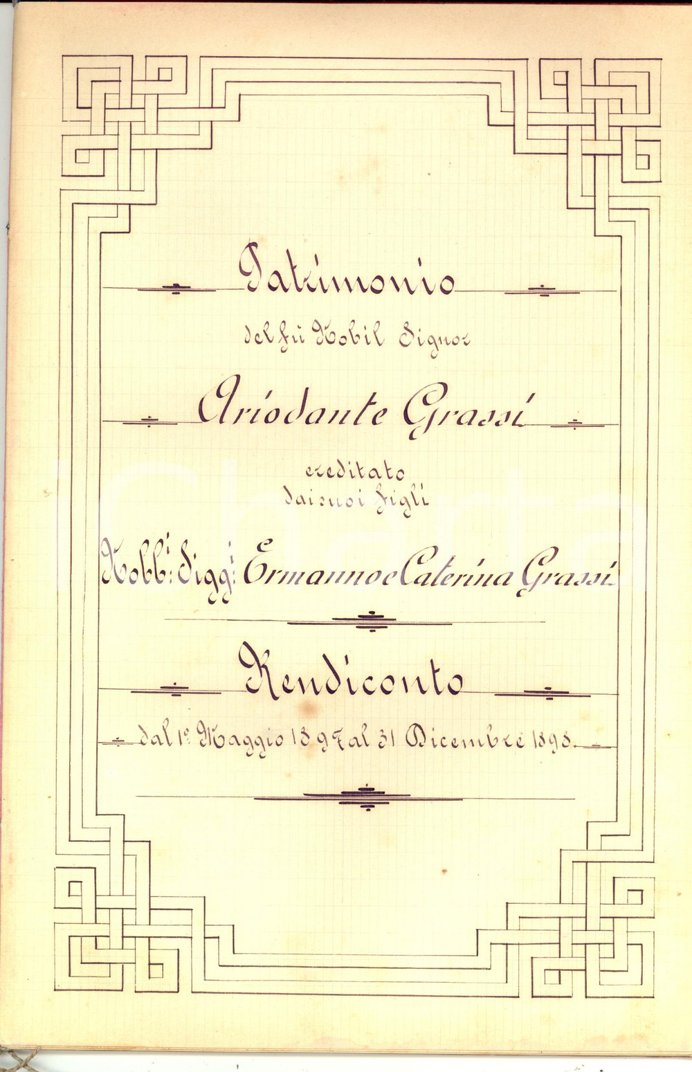 Documento originale, autentico 1898 SOVICILLE SI Patrimonio del nobile ARIODANTE GRASSI ereditato dai figli 1