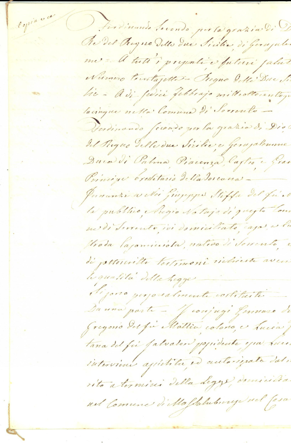 Documento originale, autentico 1855 SORRENTO NA Prestito Maria Gesualda PERSICO a Gennaro DI GREGORIO 1