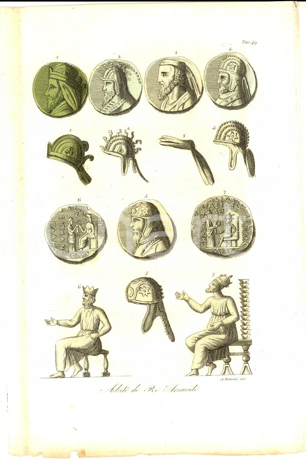 Stampa, bozzetto originale 1830 ca FERRARIO COSTUME EUROPA Abiti de  re Arsacidi Inc. Andrea BERNIERI 1