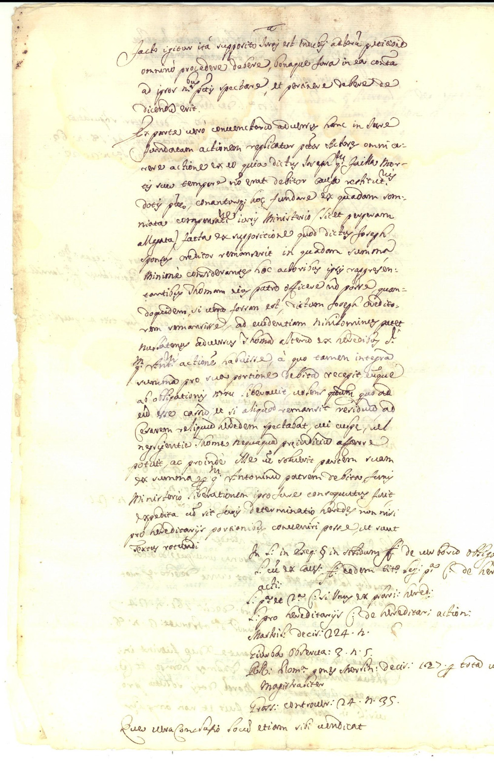 Documento originale, autentico 1630 AREA ROMANA Memoriale di avvocato su una divisione ereditaria Manoscritto 1