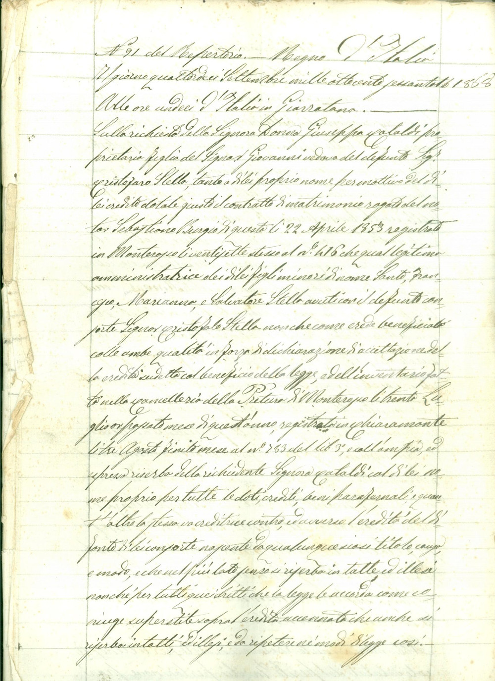 Documento originale, autentico 1868 GIARRATANA RG Inventario dell ereditÃ  di Cristoforo STELLA 52 pagine 1