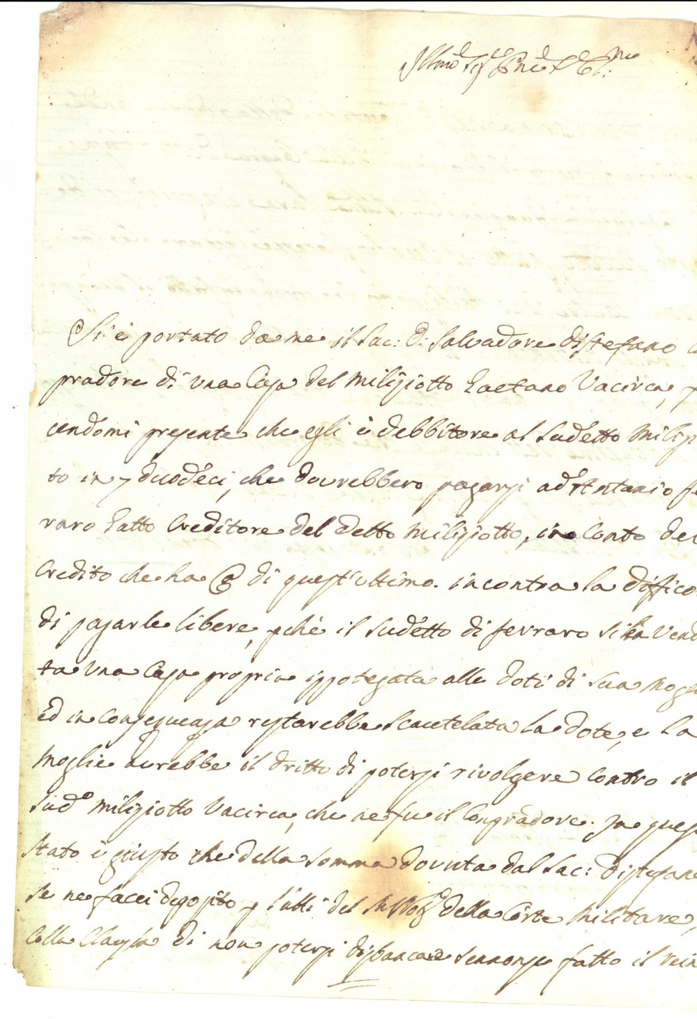 Documento originale, autentico 1806 MONTEROSSO ALMO RG Vendita casa di Gaetano VACIRCA, miliziotto indebitato 1