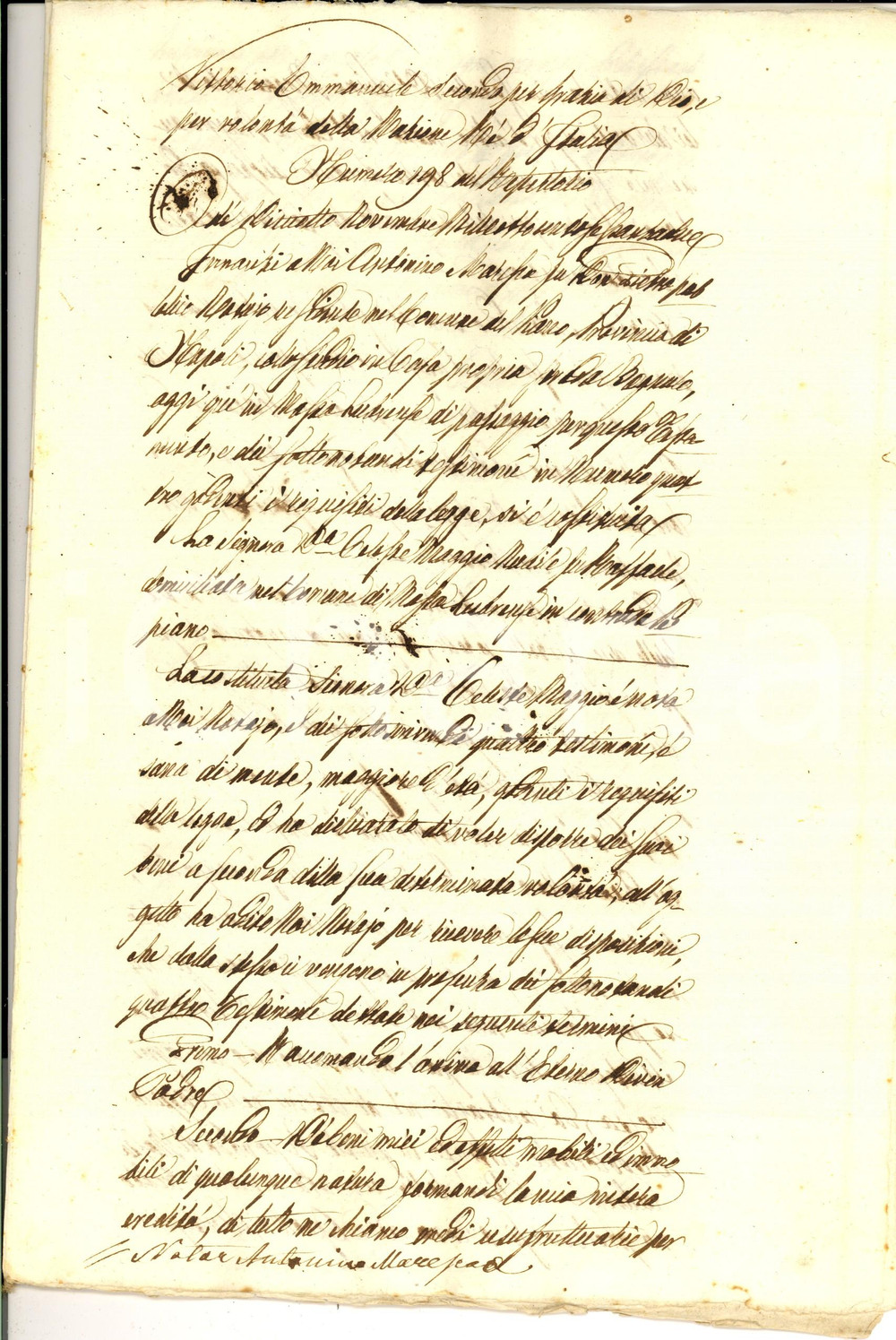 Documento originale, autentico 1868 MASSA LUBRENSE Testamento Celeste MAGGIO pro  fratelli malati di mente 1