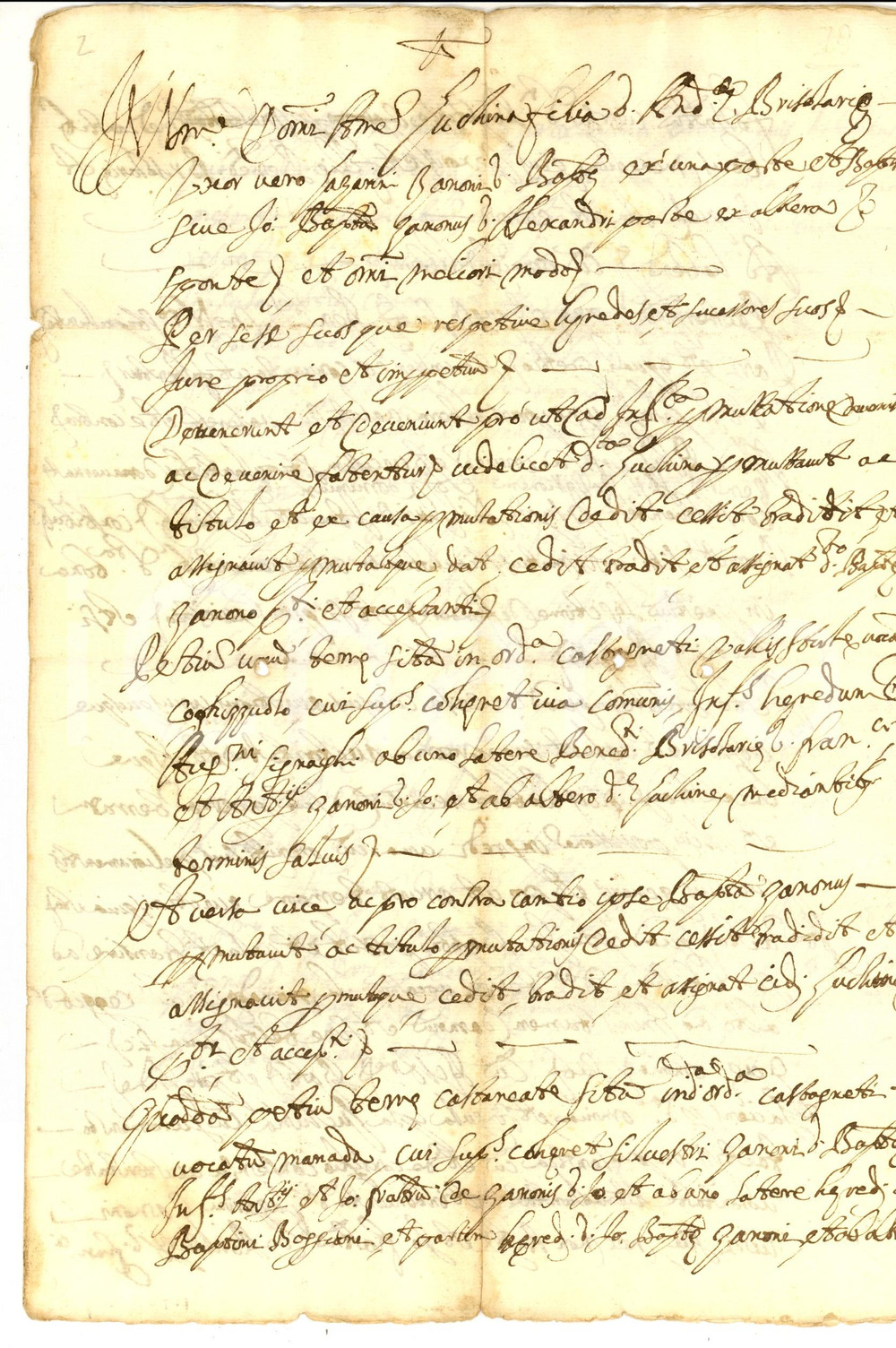 Manoscritto, lettera originale 1696 VALLE STURLA GE Contratto permuta tra Luchina LAZZARINI e Battista ZANONE 1