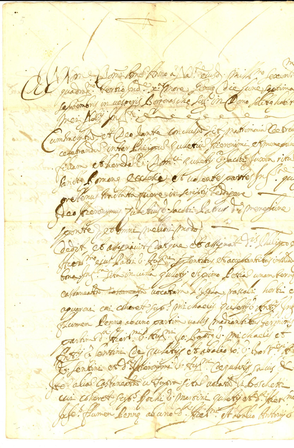 Documento originale, autentico 1643 BORZONASCA GE Meneghina ZOLEZZI riceve in dote un castagneto dal padre 1