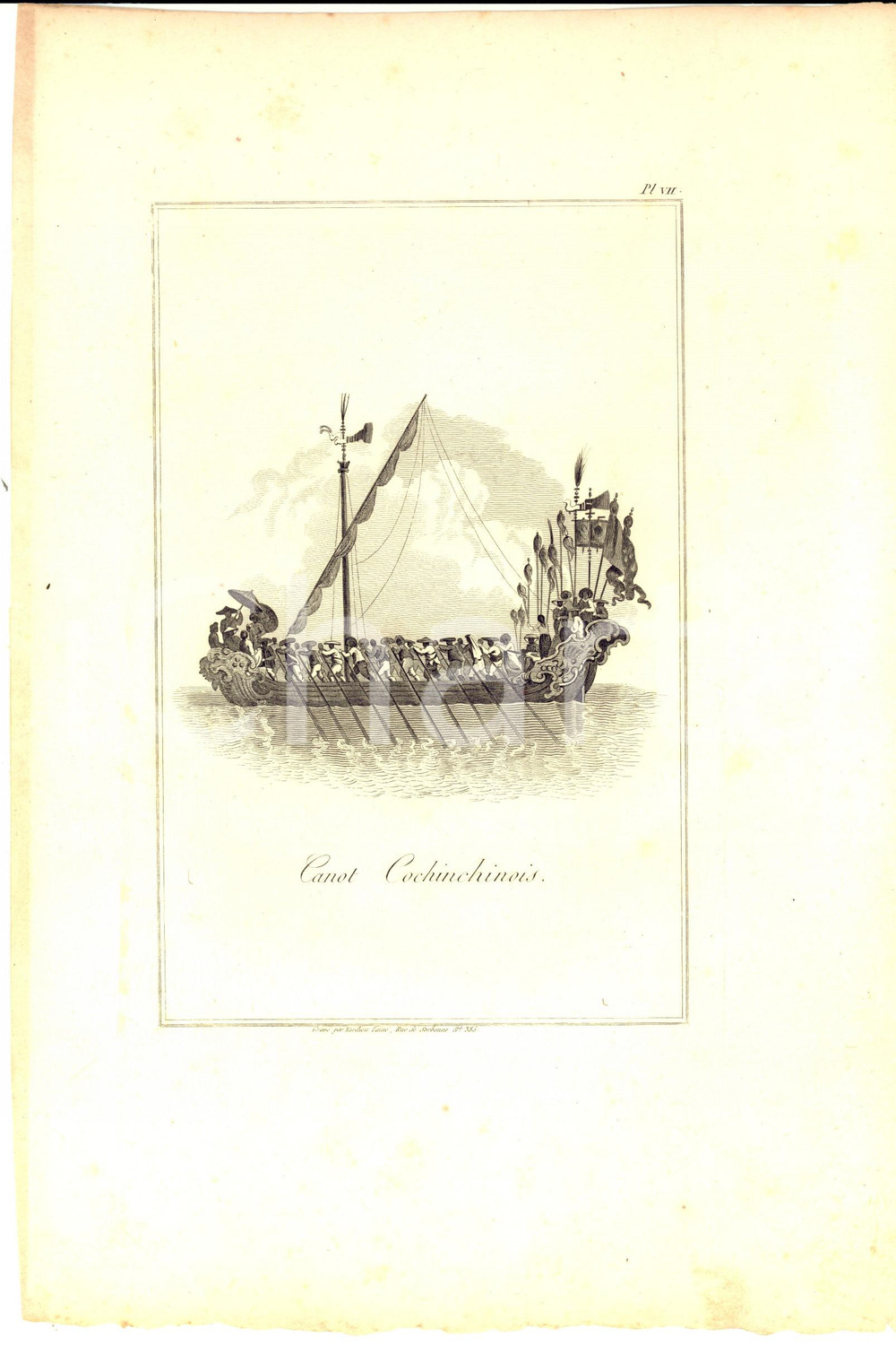 Stampa, bozzetto originale 1800 ca VOYAGE DANS L INTERIEUR DE LA CHINE Canot cochinchinois Gravure TARDIEU 1