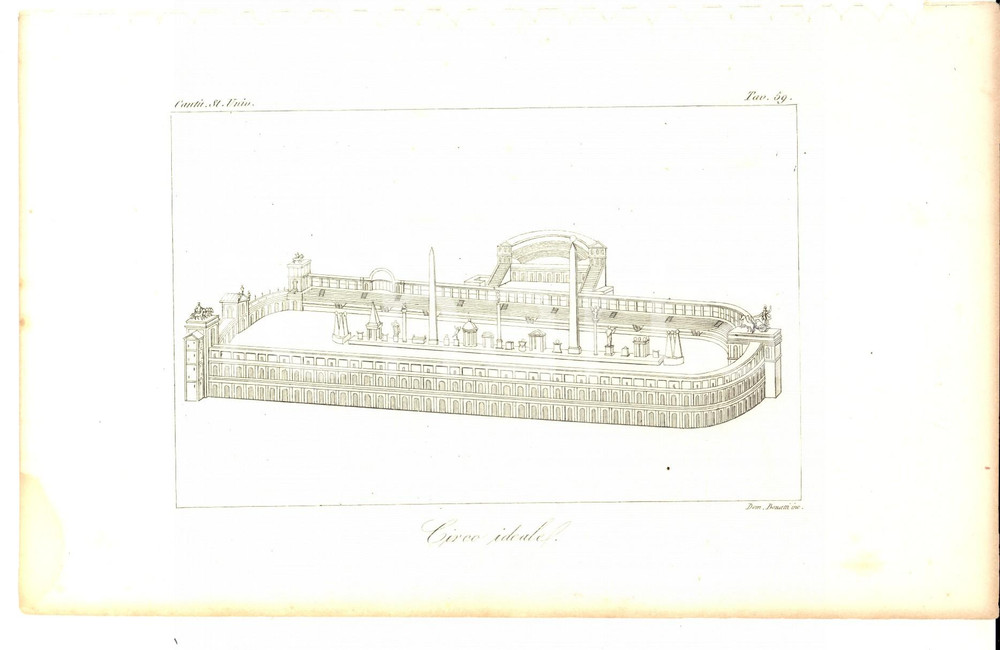 Stampa, bozzetto originale 1845 Cesare CANTU  Circo ideale Stampa da Storia Universale 23x14 cm 1