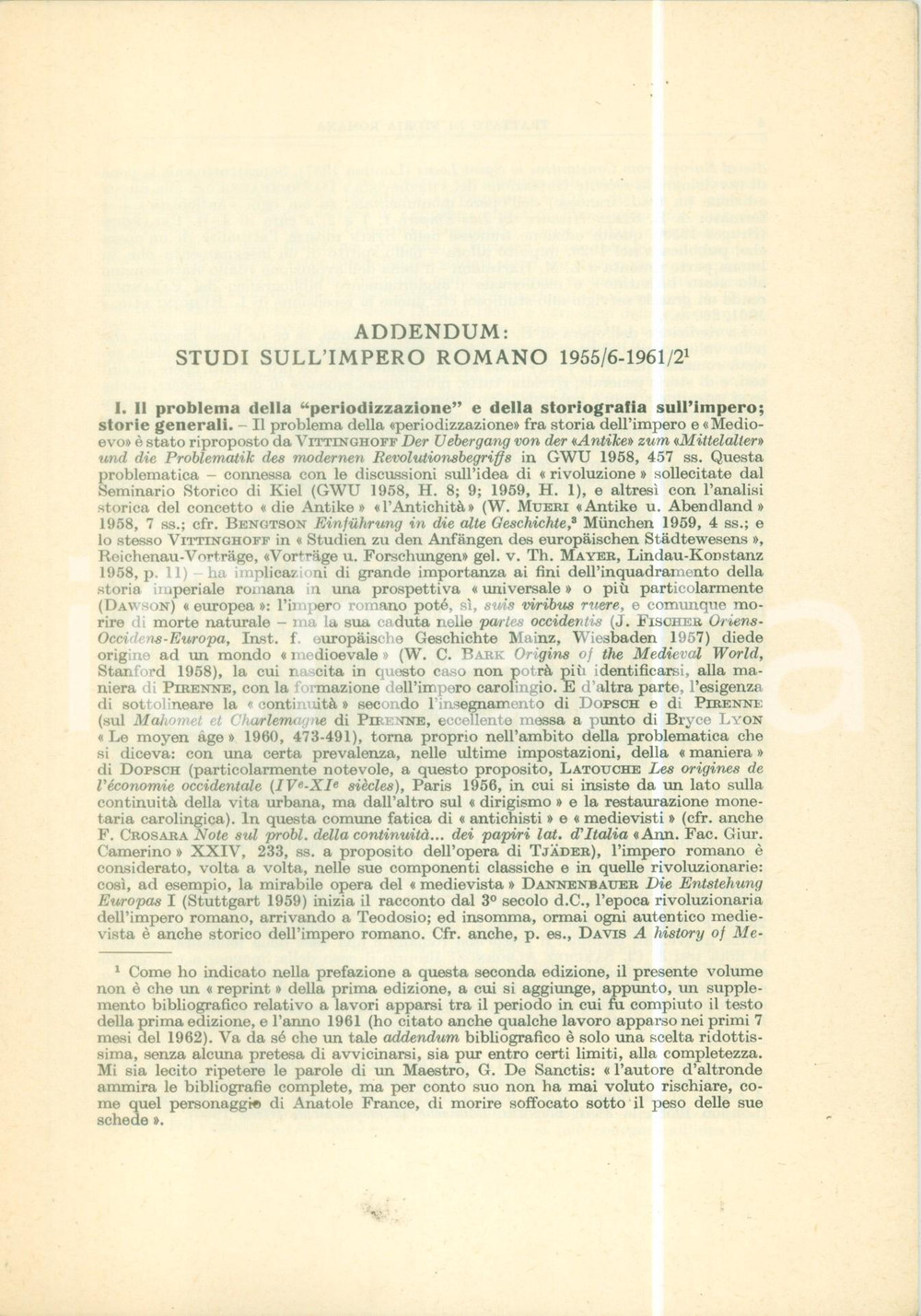 Libro, pubblicazione d epoca 1962 Maria CAPOZZA Studi sull Impero Romano Addendum bibliografico 1
