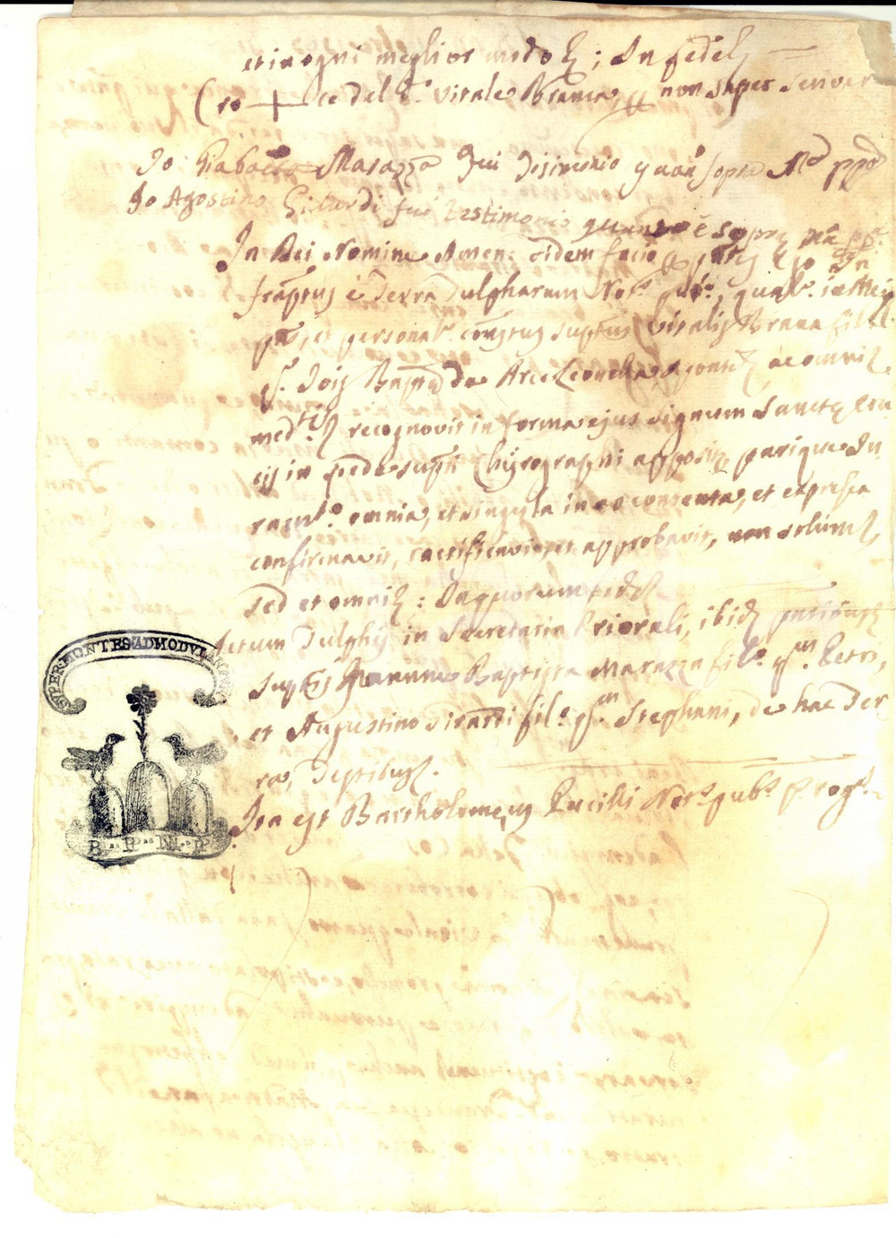 Documento originale, autentico 1767 ROCCA LEONELLA PU Testamento di Vitale BRANCA pro madre e sorella 1