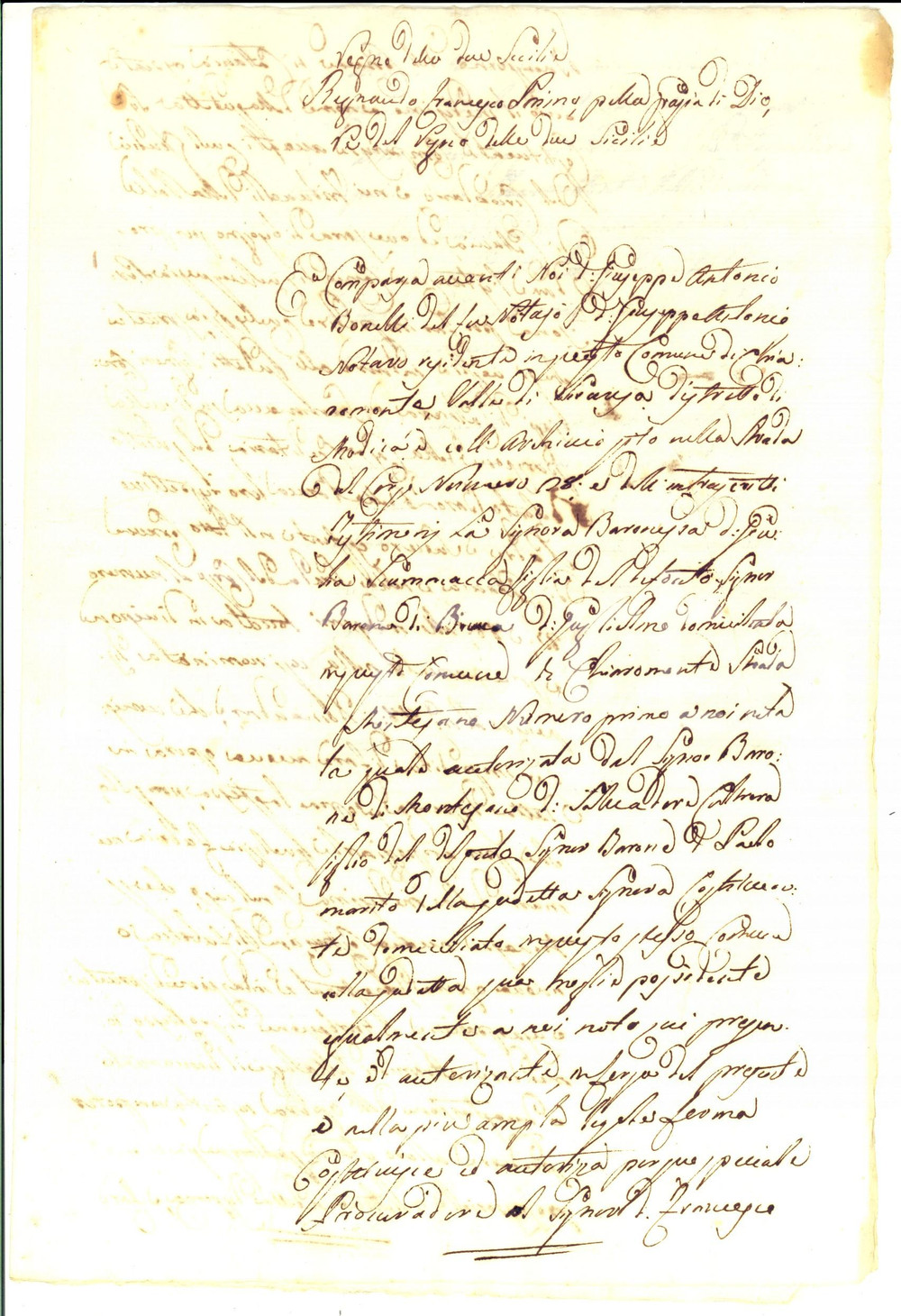 Documento originale, autentico 1820 ca CHIARAMONTE GULFI Procura donna Giulia SCAMMACCA a Francesco BUONGIORNO 1
