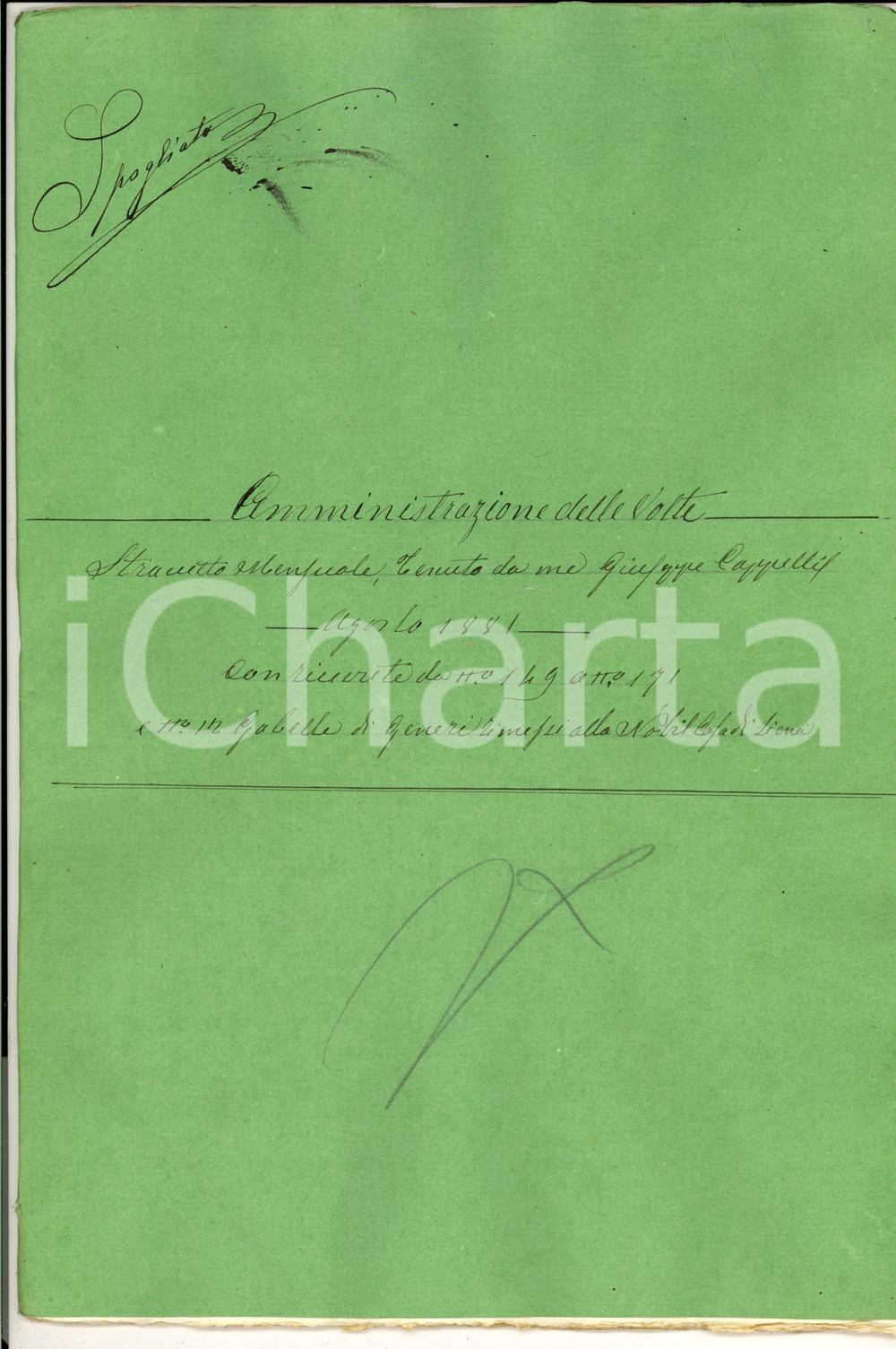 Documento originale, autentico Agosto 1881 SIENA Tenuta VOLTE Straccetto Giuseppe CAPPELLI mezzadro 20 pp. 1