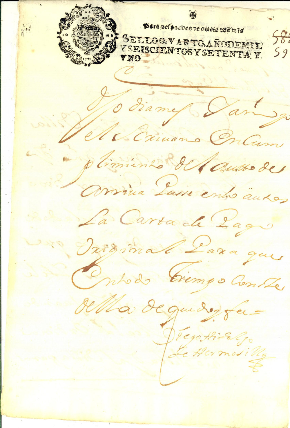 Documento originale, autentico 1671 CUENCA ESPANA Autto para tractado de carta de pago Diego HERMOSILLA 1
