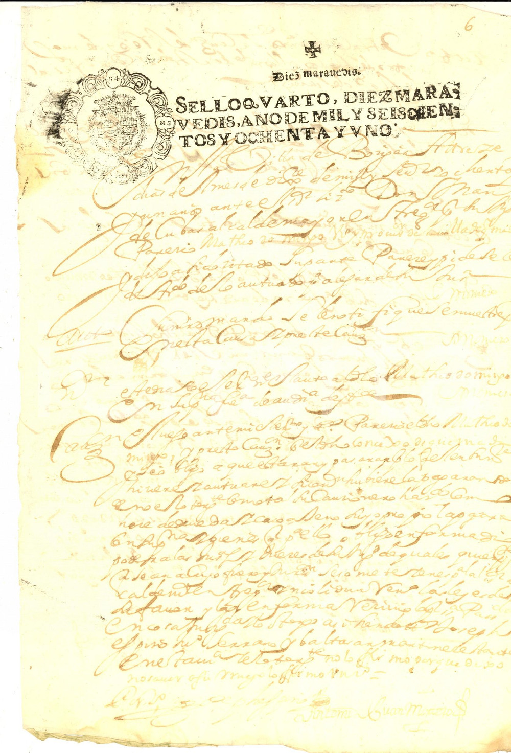 Documento originale, autentico 1671 CASTILLA ESPANA Atto manoscritto don Manuel DE CUBAS alcalde mayor 1