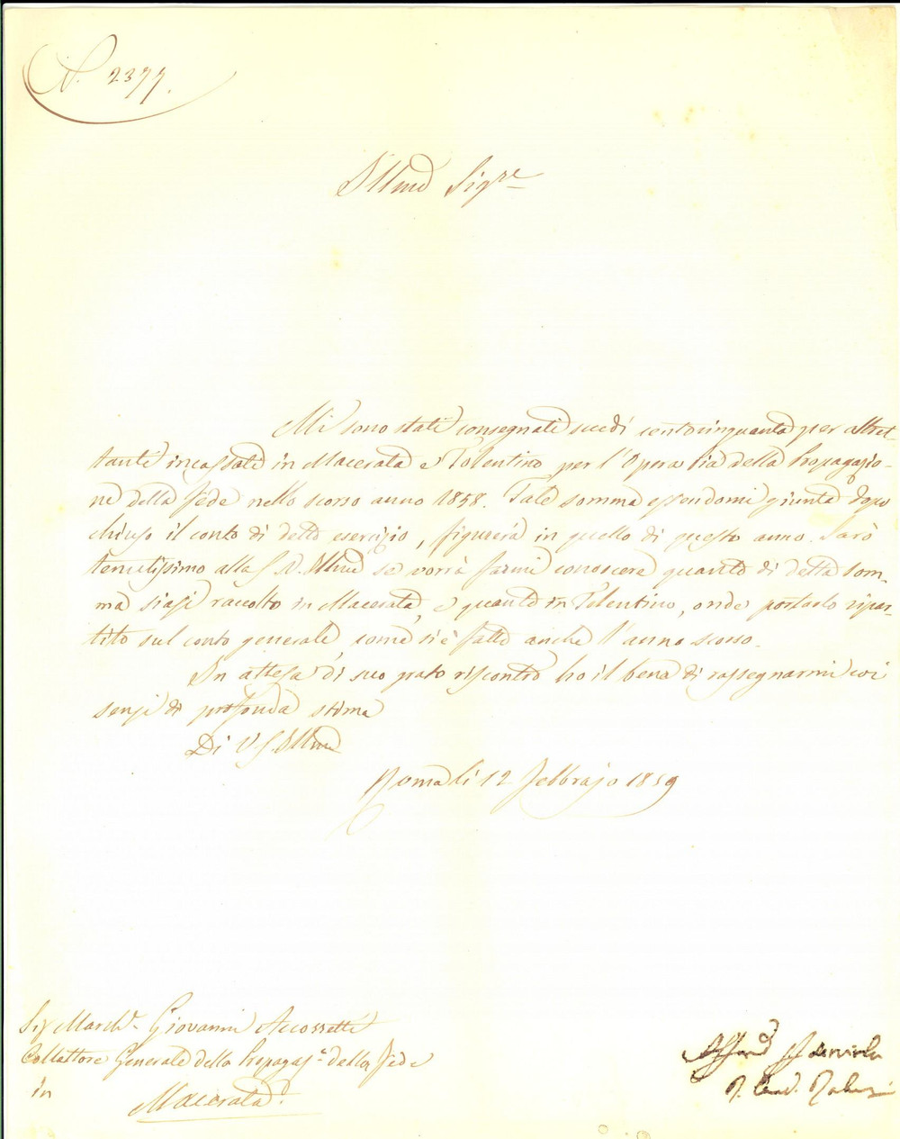 Autografo originale 1859 ROMA Card. Roberto Giovanni ROBERTI pro Opera Propagazione della Fede 1