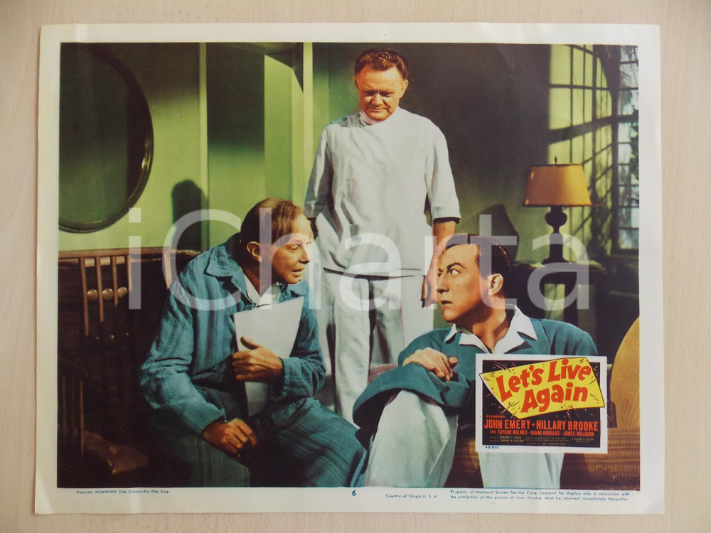 Oggetto da collezione cartaceo 1948 LET S LIVE AGAIN John EMERY in manicomio Manifestino LOBBY CARD 1