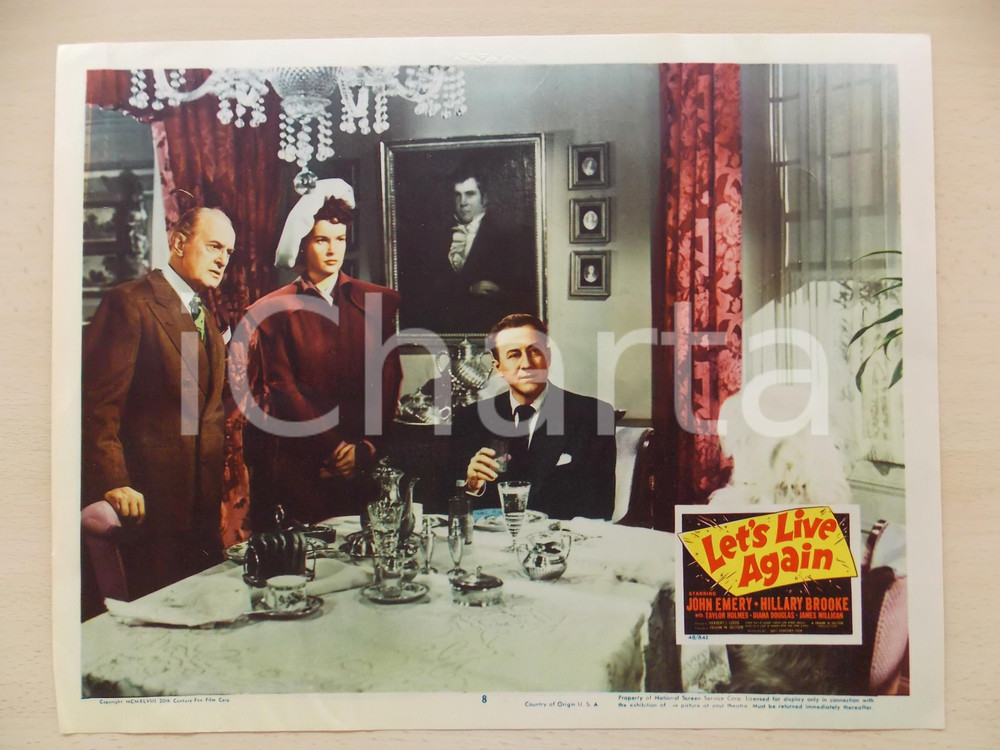 Oggetto da collezione cartaceo 1948 LET S LIVE AGAIN John EMERY Taylor HOLMES pranzano con cane Manifestino 1