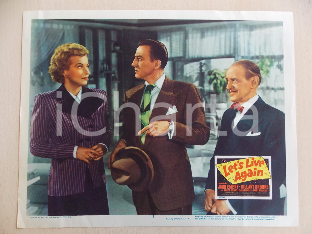 Oggetto da collezione cartaceo 1948 LET S LIVE AGAIN Taylor HOLMES John EMERY Hillary BROOKE Manifestino 1