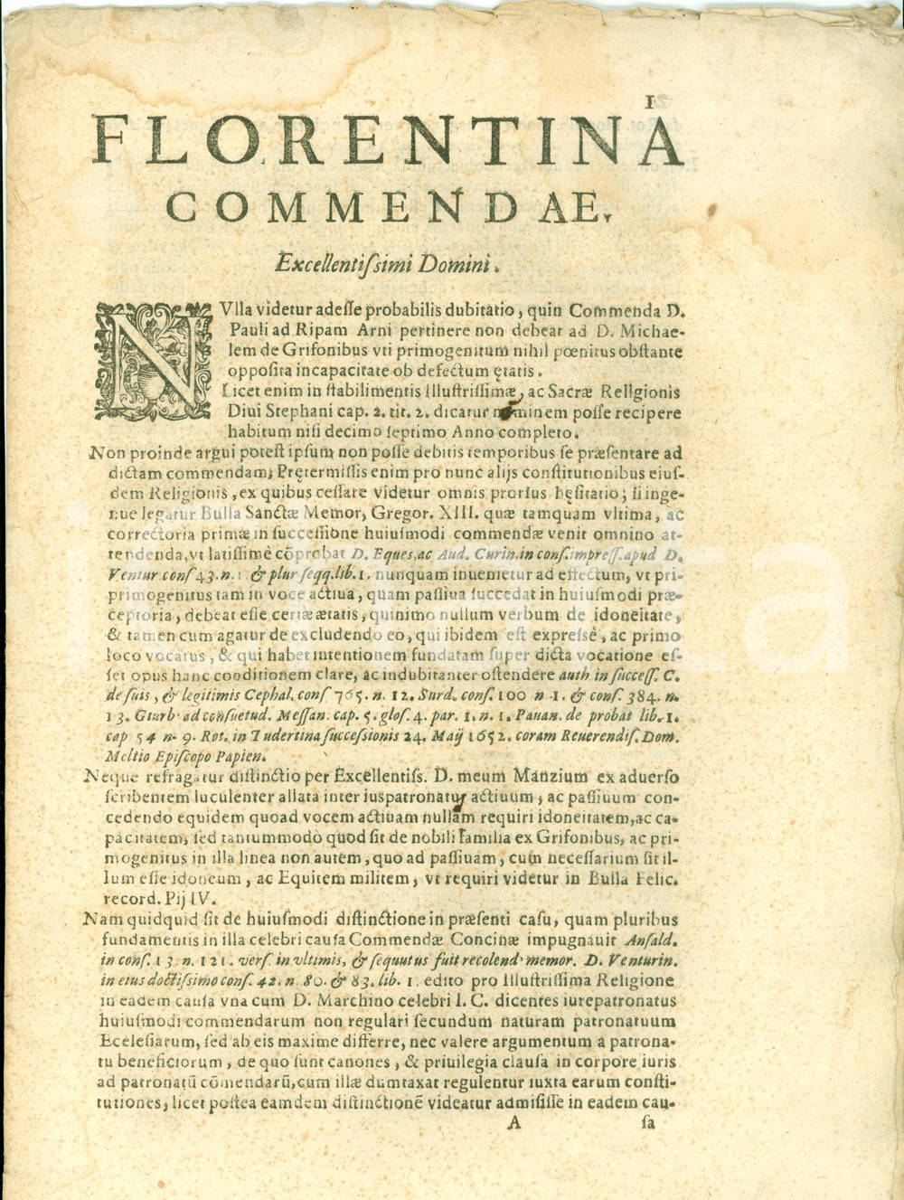 Documento originale, autentico 1666 PISA Commenda SAN PAOLO A RIPA D ARNO spetta a Michele GRIFONI 12 pp. 1