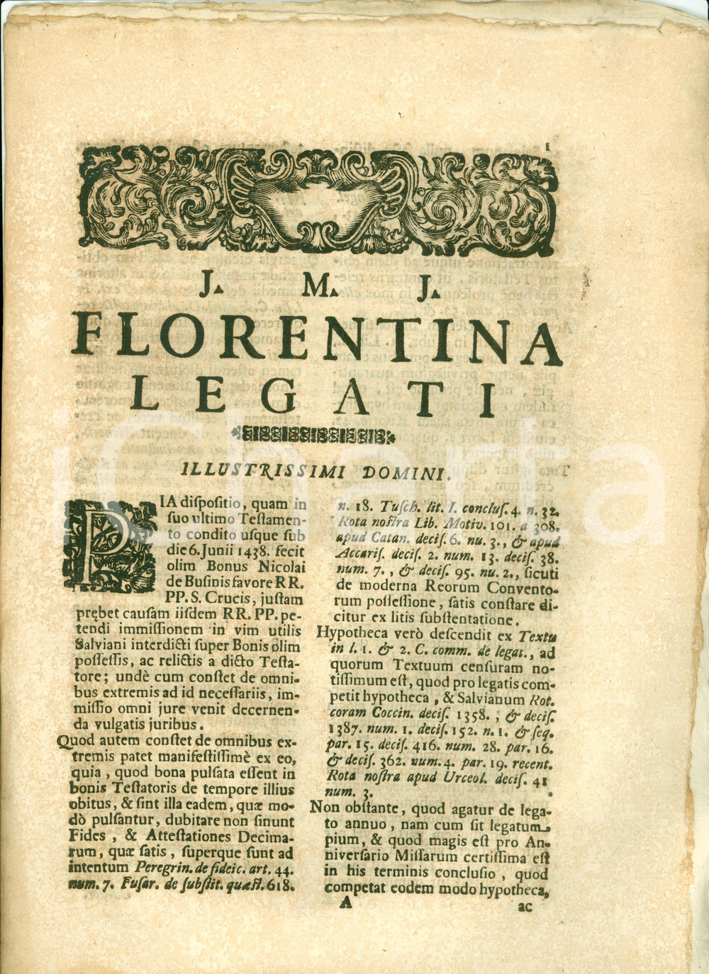 Documento originale, autentico 1726 FIRENZE Legato Niccolò BUSINI per frati SANTA CROCE Memoriale 12 pagine 1