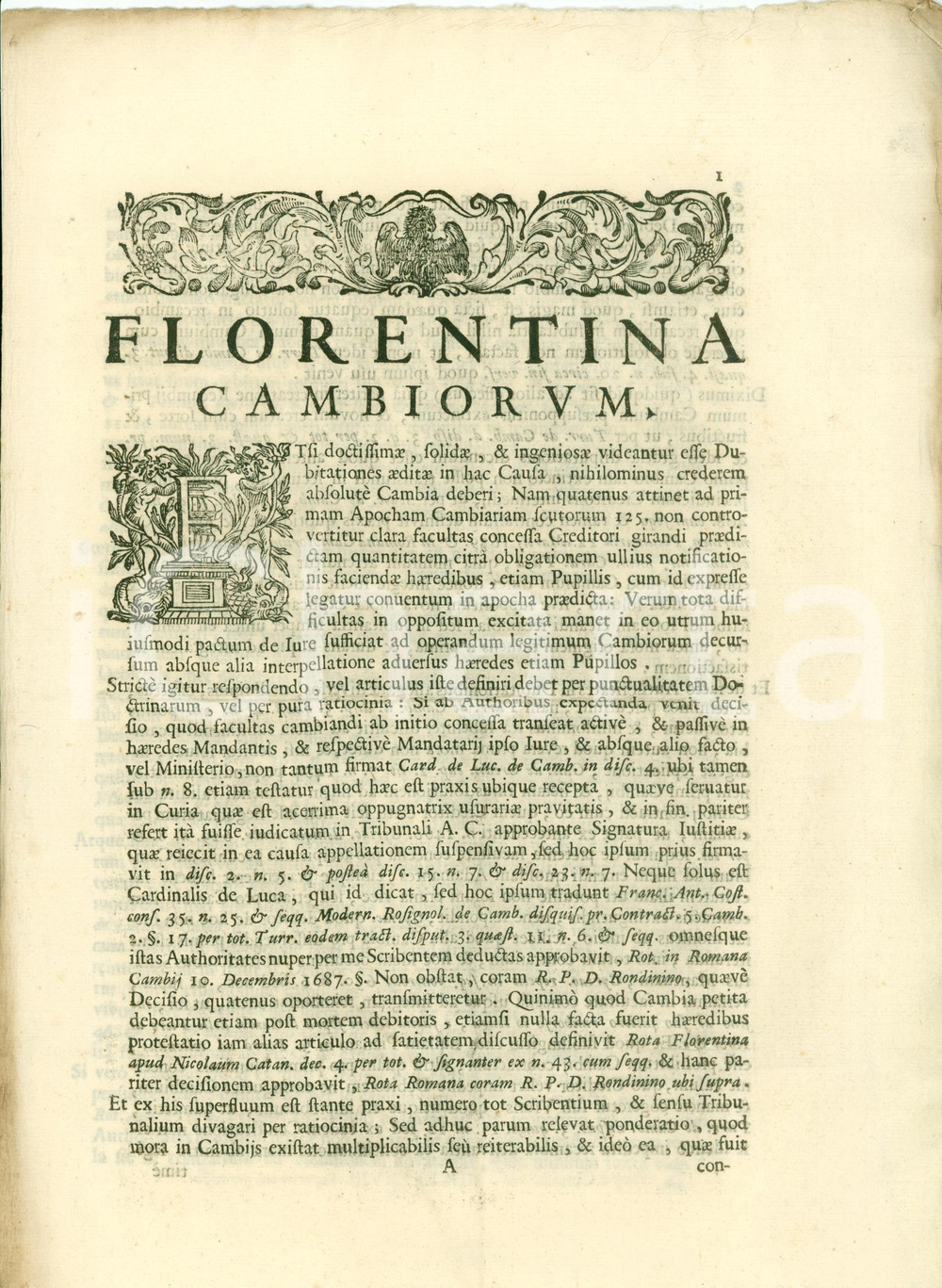 Documento originale, autentico 1688 FIRENZE Giurista Ansaldo ANSALDI sui diritti di cambio Memoriale 4 pagine 1