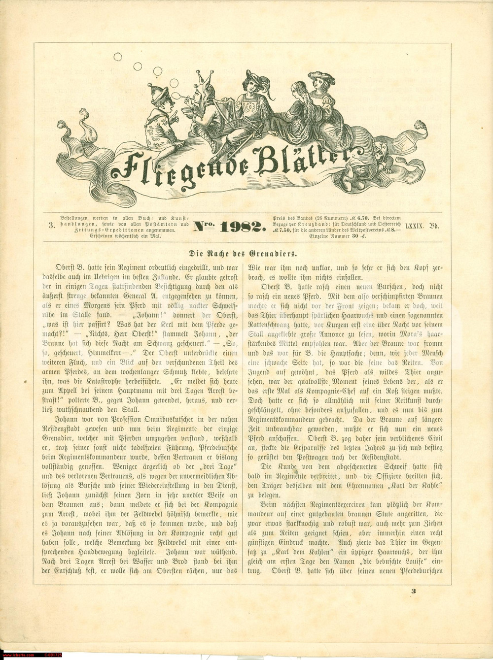 Giornale, rivista storica 1883 MONACO Rivista FLIEGENDE BLATTER illustrata 1
