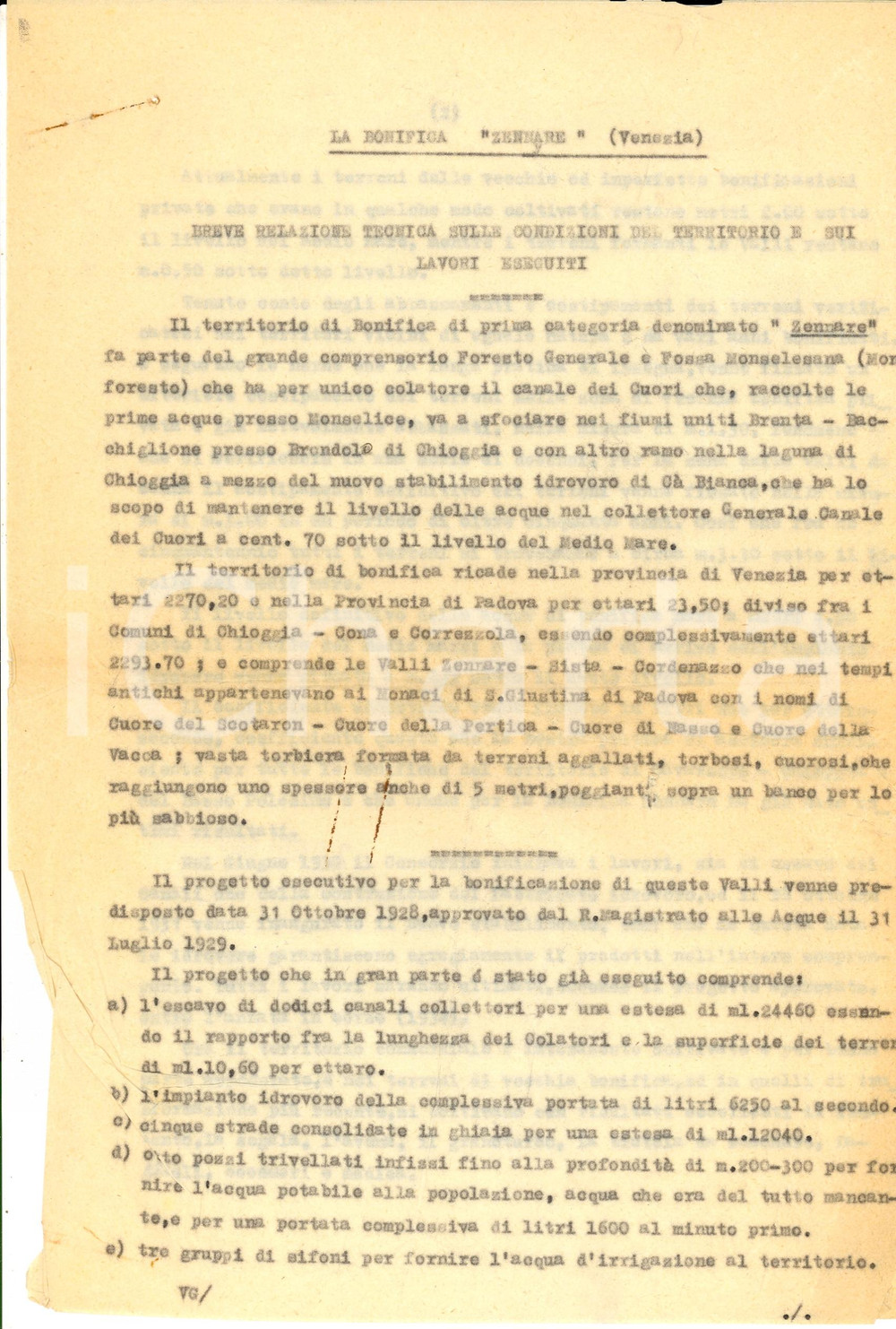 Documento originale, autentico 1934 VENEZIA FASCISMO PROPAGANDA Bonifica ZENNARE 1