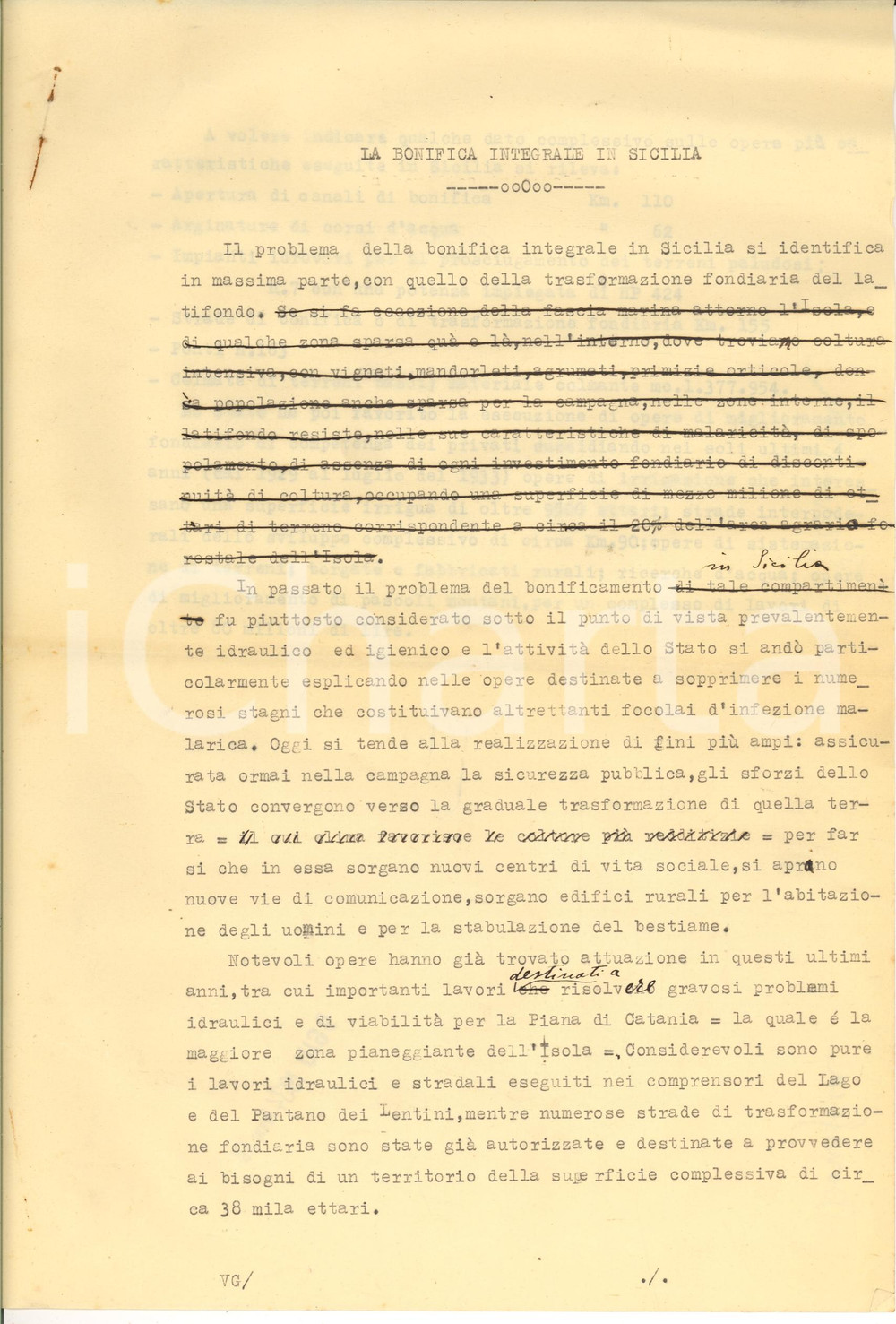 Documento originale, autentico 1934 FASCISMO PROPAGANDA Bonifica integrale in SICILIA 1