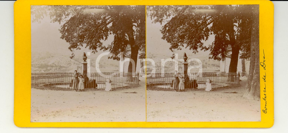 Fotografia d epoca originale 1880 DIE Drome Fontaine de la COMTESSE Stéréoscopie 1 1