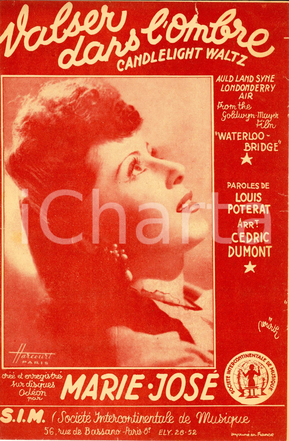 Oggetto da collezione cartaceo 1946 Louis POTERAT Cedric DUMONT Valser dans l ombre Spartito 1