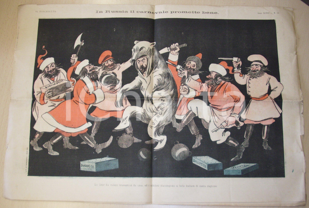 Giornale, rivista storica 1895 Giornale IL FISCHIETTO Pranzo politico SAVIGLIANO 1