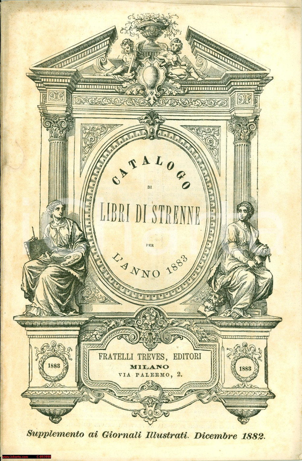 Libro, pubblicazione d epoca 1882 MILANO catalogo libri strenne TREVES xilografie 1