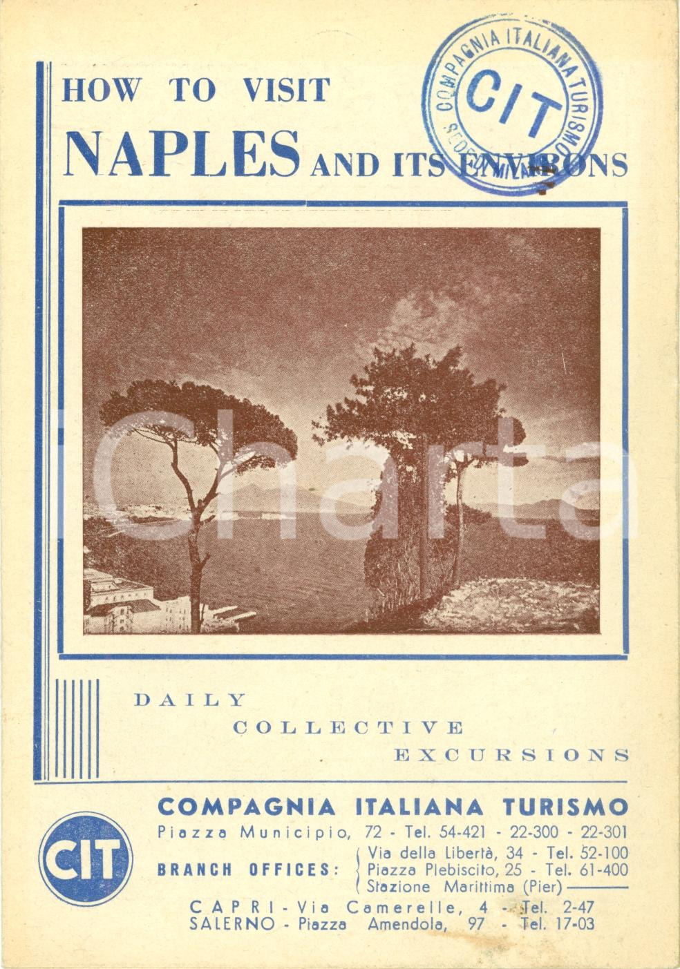 Materiale pubblicitario d’epoca 1940 NAPOLI Compagnia Ital. Turismo NAPLES and environs 1