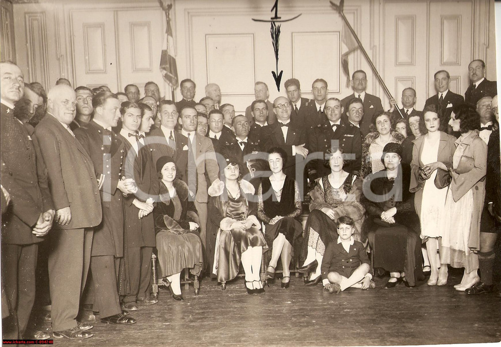 Cartolina originale da collezione 1930 FASCIO DI LISBONA Ricevimento equipaggi  Sommergibili Toti e Millelire FOTO 1