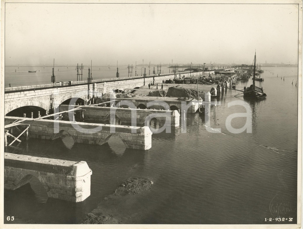 Fotografia d epoca originale 1932 VENEZIA Costruzione del Ponte Littorio Ponte della Libertà Foto 2 1