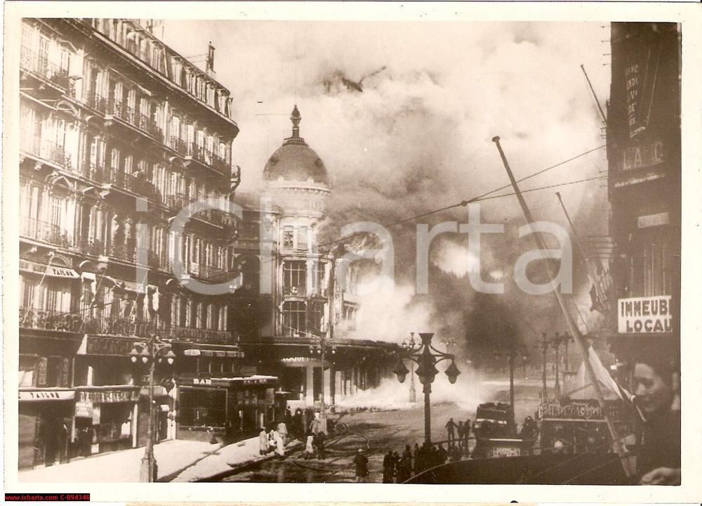 Fotografia d epoca originale 1938 Marseille Ã©norme incendie des NOUVELLES GALERIES 1