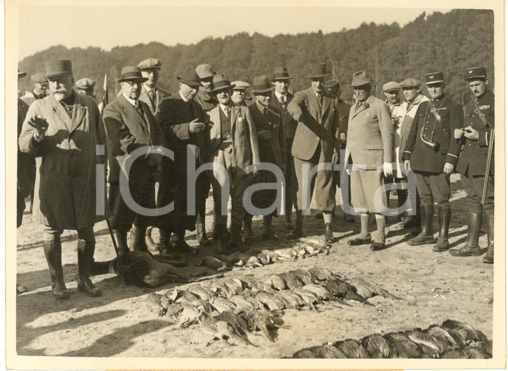 Fotografia d epoca originale 1938 FRANCE Presidente Albert Lebrun  Battuta di caccia  Foto 18x13 cm 1