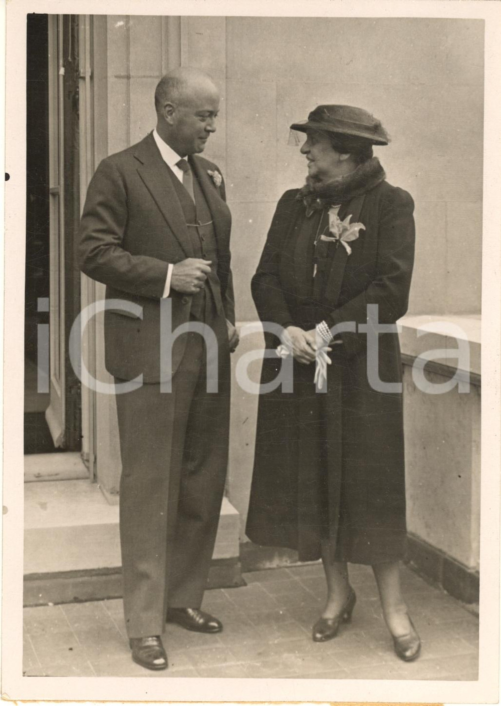 Fotografia d epoca originale 1938 PARIS Frances PERKINS Secretary of Labor  US Ambassador William BULLITT 1