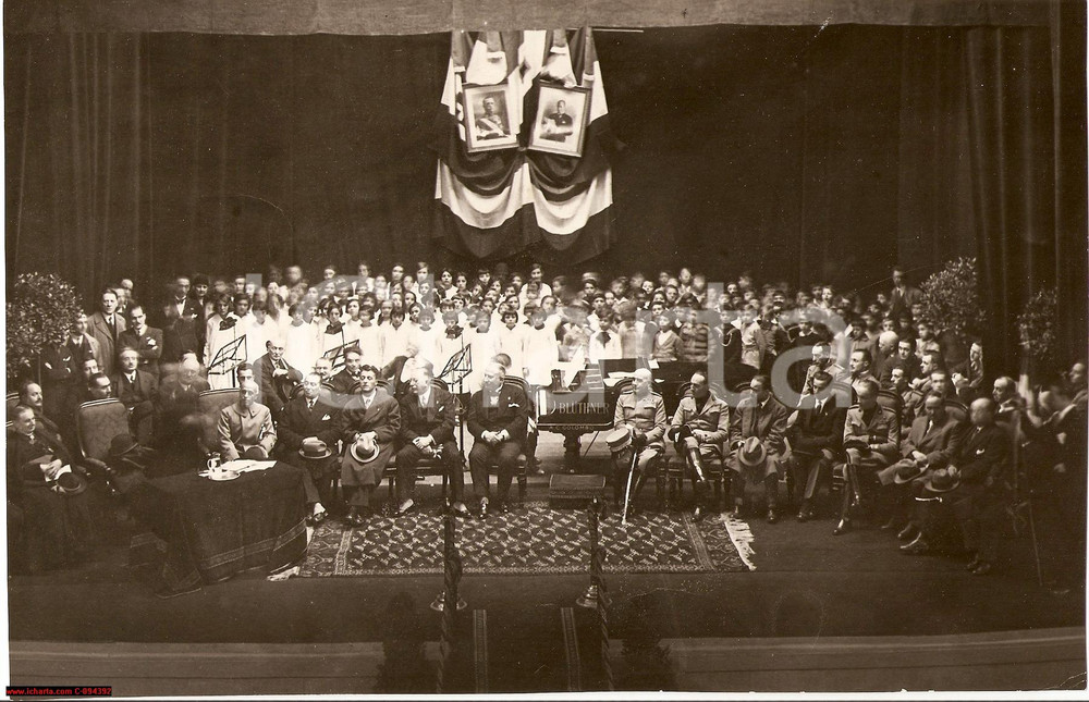 Fotografia d epoca originale 1930 MILANO TEATRO MANZONI Innocenzo CAPPA celebra Giornata del Risparmio FOTO 1