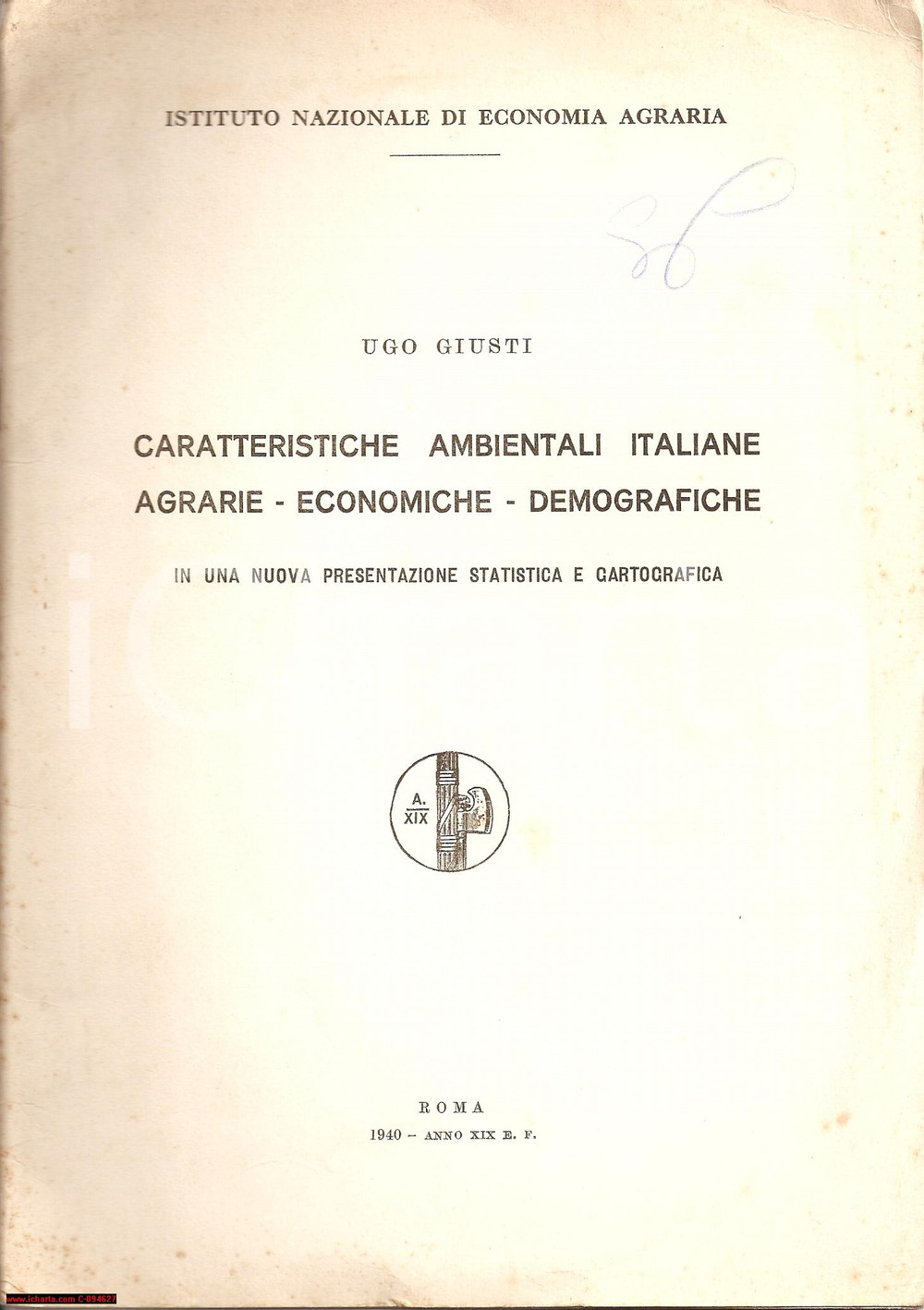 Libro, pubblicazione d epoca 1940 UGO GIUSTI Caratteristiche ambientali italiane MAPPE Opuscolo 1