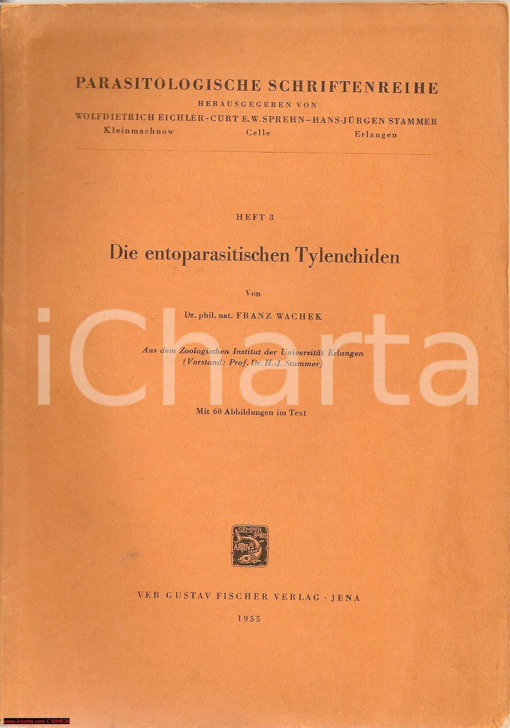 Oggetto da collezione cartaceo 1955 WECHAK Entoparasitischen Tylenchiden – Illustrated scientific study 1