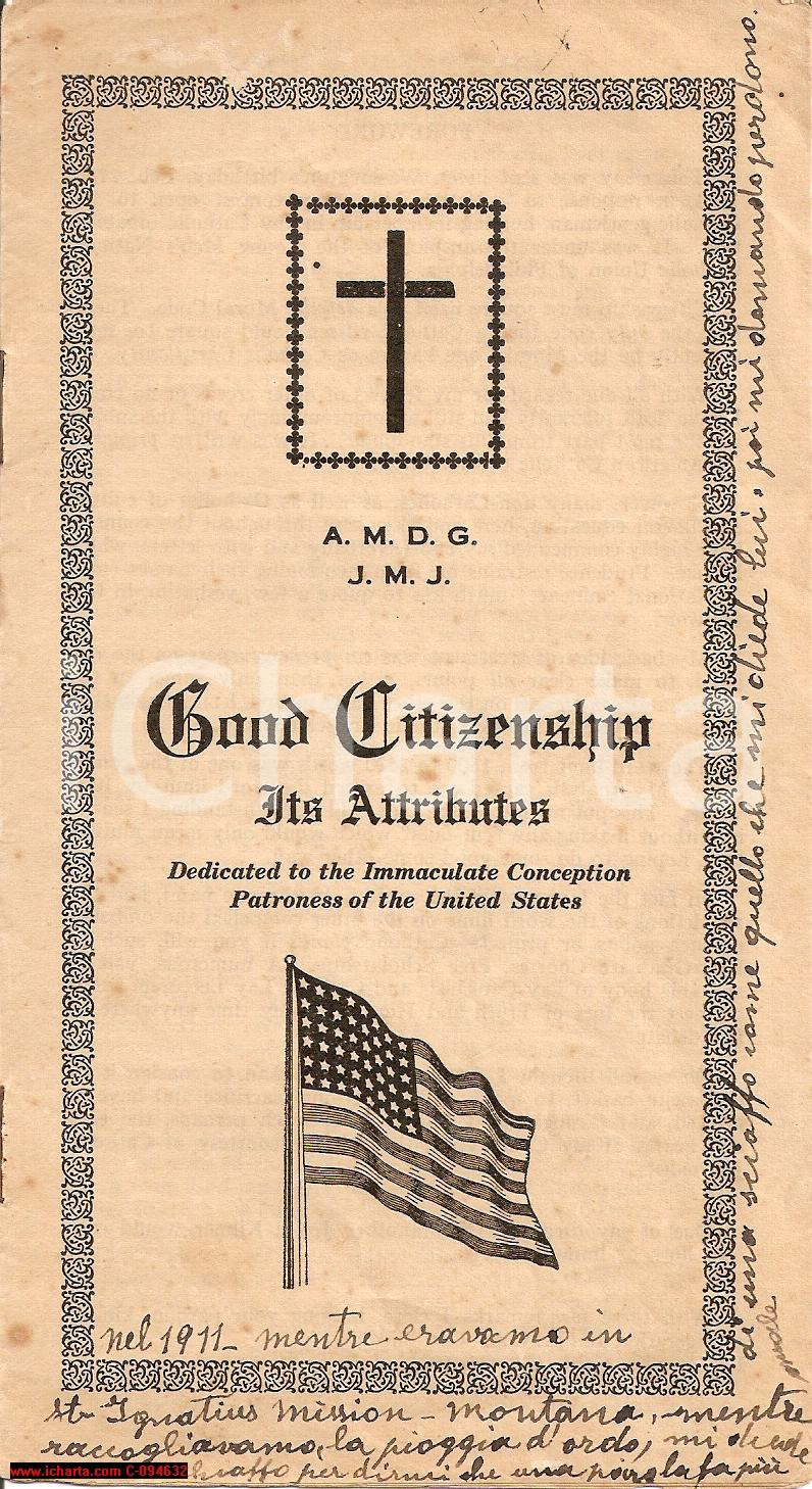 Libro, pubblicazione d epoca 1923 LOS ANGELES Valori del cittadino cattolico americano CITIZENSHIP Opuscolo 1