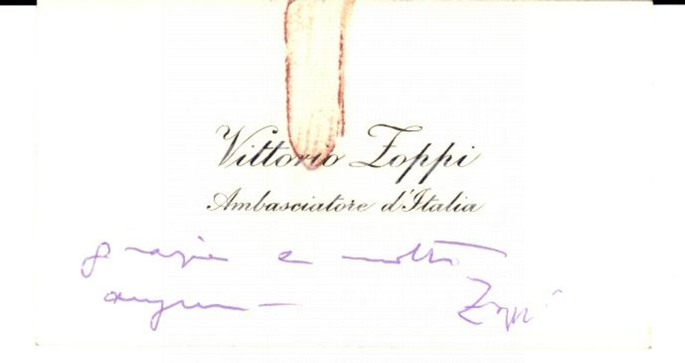 Autografo originale 1960 ca LONDRA Biglietto da visita Autografo VITTORIO ZOPPI 1